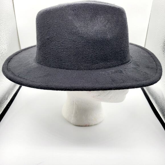 NWT Universal Thread Black 100% Polyester Standard Brim Adjustable Fedora Hat - Picture 3 of 10